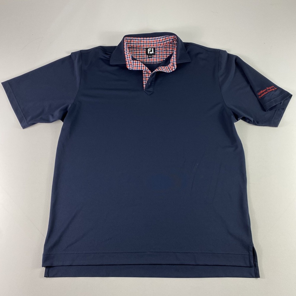 FootJoy Polo Shirt Mens XL Blue Plaid Collar Golf Performance Williams Hayward